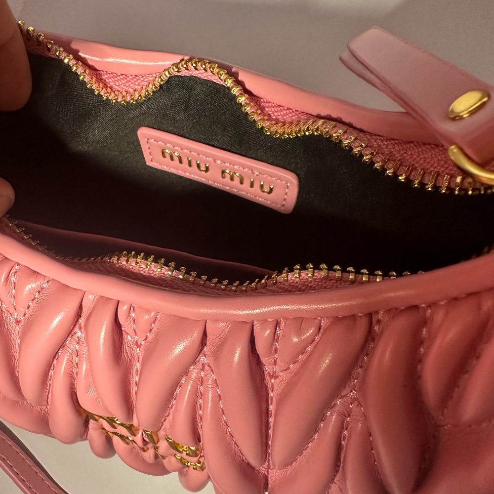 Miu Miu Pink Matelassé Mini Bag with Gold Hardware - Picture 3 of 5
